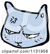 Cartoon Of A Blue Kitty Cat Face 2 Royalty Free Vector Clipart