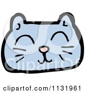 Poster, Art Print Of Blue Kitty Cat Face 1