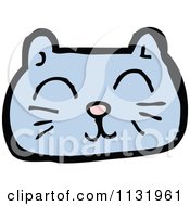 Cartoon Of A Blue Kitty Cat Face 1 Royalty Free Vector Clipart by lineartestpilot