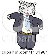 Cartoon Of A Business Cat In A Suit Royalty Free Vector Clipart