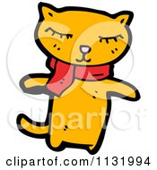 Cartoon Of A Ginger Kitty Cat In A Scarf Royalty Free Vector Clipart