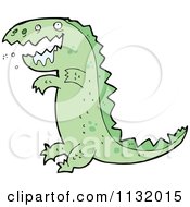 Cartoon Of A Drooling Green T Rex Dinosaur Royalty Free Vector Clipart by lineartestpilot