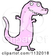 Cartoon Of A Pink T Rex Dinosaur 2 Royalty Free Vector Clipart by lineartestpilot