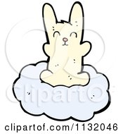 Cartoon Of A White Rabbit On A Cloud Royalty Free Vector Clipart