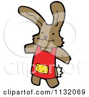 Cartoon Of A Brown Bunny Wearing An Apron Royalty Free Vector Clipart
