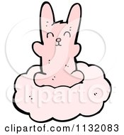 Cartoon Of A Pink Bunny On A Cloud Royalty Free Vector Clipart