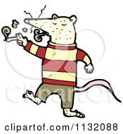 Cartoon Of A White Rat 4 Royalty Free Vector Clipart