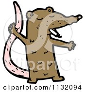 Cartoon Of A Brown Rat Smoking Royalty Free Vector Clipart