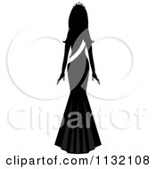 Clipart Of A Silhouetted Miss America Beauty Pageant Winner With A Sash Royalty Free Vector Illustration