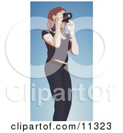 Poster, Art Print Of Female Photographer Holding A Camera To Take A Picture