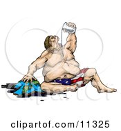 Poster, Art Print Of Greedy Fat Man Personification Of America Gulping Earths Natural Oil Resources