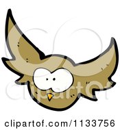 Cartoon Of A Flying Brown Owl Royalty Free Vector Clipart