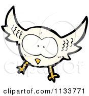 Cartoon Of A White Owl 1 Royalty Free Vector Clipart