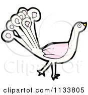 Cartoon Of A White And Pink Peacock Royalty Free Vector Clipart by lineartestpilot