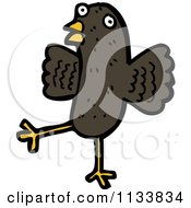 Cartoon Of A Black Bird Royalty Free Vector Clipart