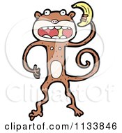 Cartoon Of A Monkey Holding A Banana Royalty Free Vector Clipart by lineartestpilot