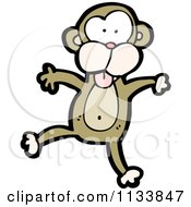 Cartoon Of A Brown Monkey 1 Royalty Free Vector Clipart by lineartestpilot