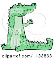 Cartoon Of A Green Crocodile 4 Royalty Free Vector Clipart by lineartestpilot