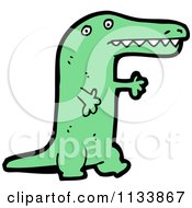 Cartoon Of A Green Crocodile 6 Royalty Free Vector Clipart by lineartestpilot