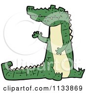 Cartoon Of A Green Crocodile 5 Royalty Free Vector Clipart by lineartestpilot