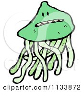 Cartoon Of A Green Jellyfish Royalty Free Vector Clipart