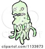Cartoon Of A Scared Green Jellyfish Royalty Free Vector Clipart