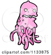 Cartoon Of A Pink Jellyfish Royalty Free Vector Clipart