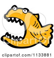 Cartoon Of An Orange Piranha 1 Royalty Free Vector Clipart