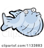 Cartoon Of A Blue Fish Royalty Free Vector Clipart