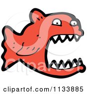 Cartoon Of A Red Piranha 2 Royalty Free Vector Clipart