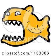 Cartoon Of An Orange Piranha 2 Royalty Free Vector Clipart