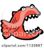 Cartoon Of A Red Piranha 1 Royalty Free Vector Clipart