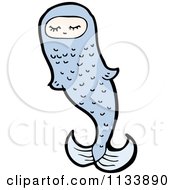Cartoon Of A Blue Koi Fish Royalty Free Vector Clipart by lineartestpilot