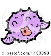Cartoon Of A Purple Blow Fish Royalty Free Vector Clipart