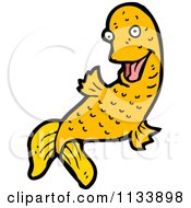 Cartoon Of An Orange Koi Fish Royalty Free Vector Clipart by lineartestpilot