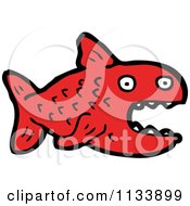 Cartoon Of A Red Piranha Fish Royalty Free Vector Clipart