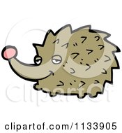 Cartoon Of A Brown Hedgehog Royalty Free Vector Clipart by lineartestpilot