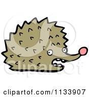 Cartoon Of A Brown Hedgehog Royalty Free Vector Clipart by lineartestpilot