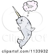 Cartoon Of A Thinking Narwhal Royalty Free Vector Clipart by lineartestpilot