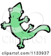 Cartoon Of A Green Gecko Royalty Free Vector Clipart by lineartestpilot