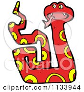 Cartoon Of A Red And Yellow Snake 14 Royalty Free Vector Clipart