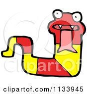 Cartoon Of A Red And Yellow Snake 13 Royalty Free Vector Clipart