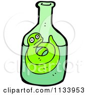 Cartoon Of A Green Snake In A Bottle 1 Royalty Free Vector Clipart