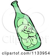 Cartoon Of A Green Snake In A Bottle 2 Royalty Free Vector Clipart