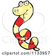 Cartoon Of A Red And Yellow Snake 11 Royalty Free Vector Clipart