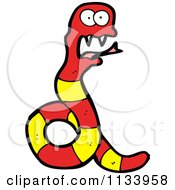 Cartoon Of A Red And Yellow Snake 15 Royalty Free Vector Clipart