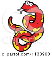 Cartoon Of A Red And Yellow Snake 4 Royalty Free Vector Clipart