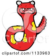 Cartoon Of A Scared Red And Yellow Snake 3 Royalty Free Vector Clipart