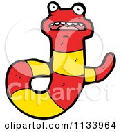 Cartoon Of A Scared Red And Yellow Snake 4 Royalty Free Vector Clipart