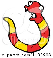 Cartoon Of A Scared Red And Yellow Snake 2 Royalty Free Vector Clipart